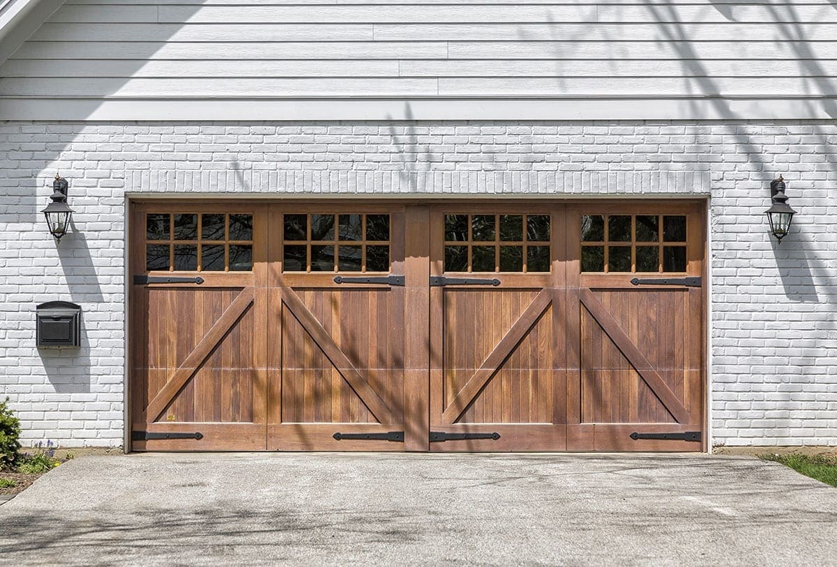 wooden 2 car garage doors