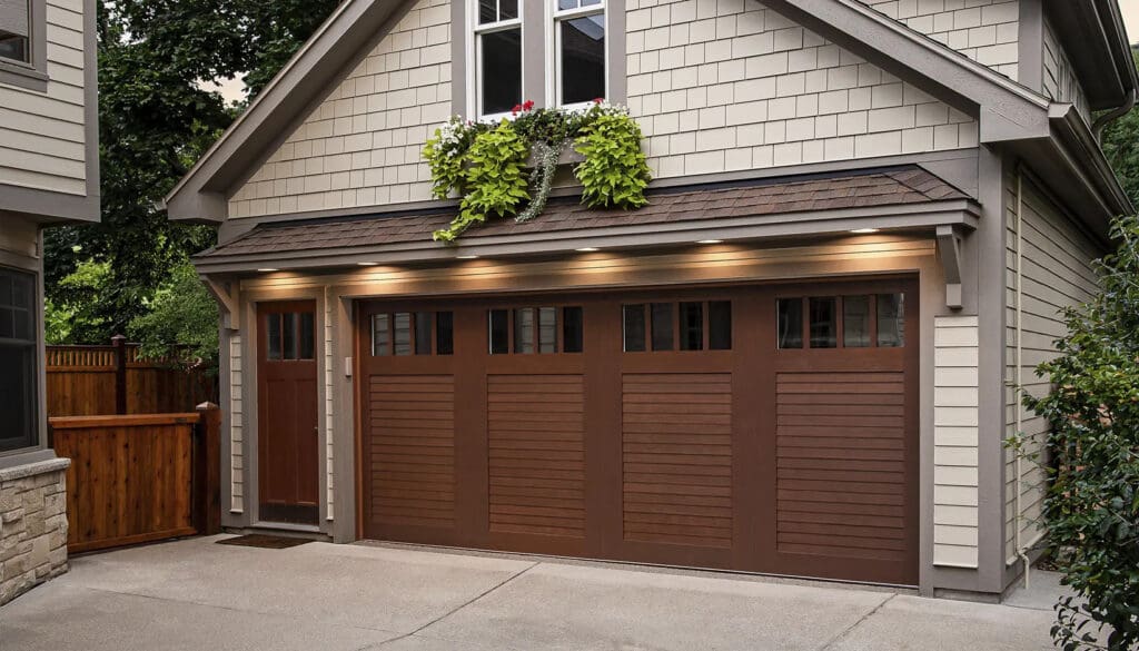 Home with Clopay Canyon Ridge: Louver series garage doors