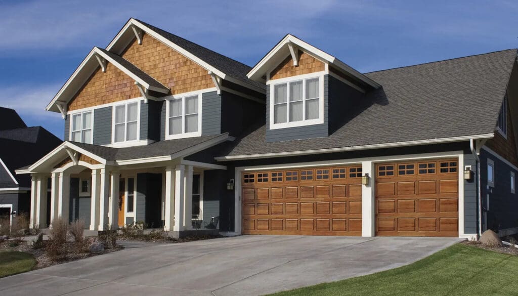 Home with Clopay Classic Wood series garage doors