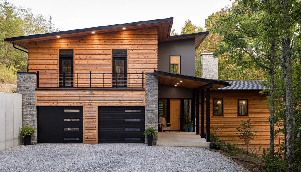 Home with Clopay Modern Steel series garage doors