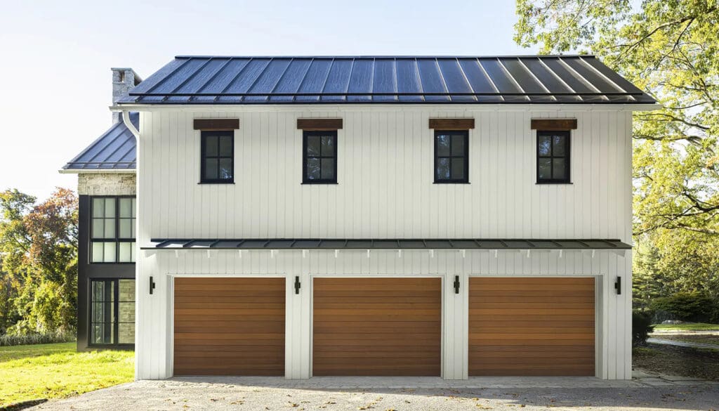 Home with Clopay Reserve Wood: Modern series garage doors