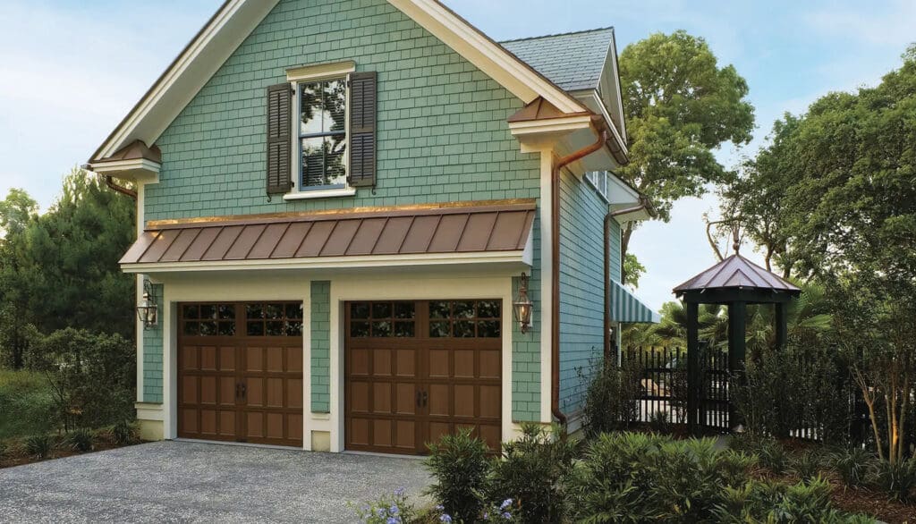 Home with Clopay Reserve Wood: Semi-Custom series garage doors
