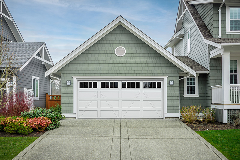 wood garage doors on a double garage